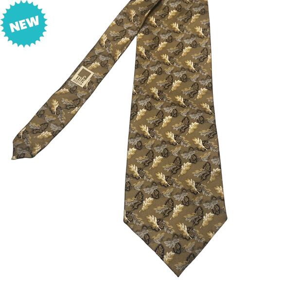 Museum of Fine Arts Boston Silk Tie Mens Golden Leaves 4x59 NWOT - Picture 1 of 3